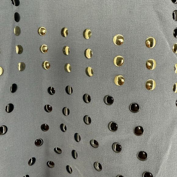 Cynthia Rowley Silk Sheath Dress Gray Silver Studs Size 4 Cocktail Party Work - Picture 5 of 5